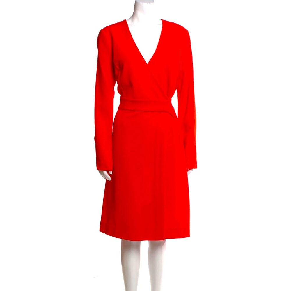 Diane Von Furstenberg Snap over Wrap Orange/Red Midi